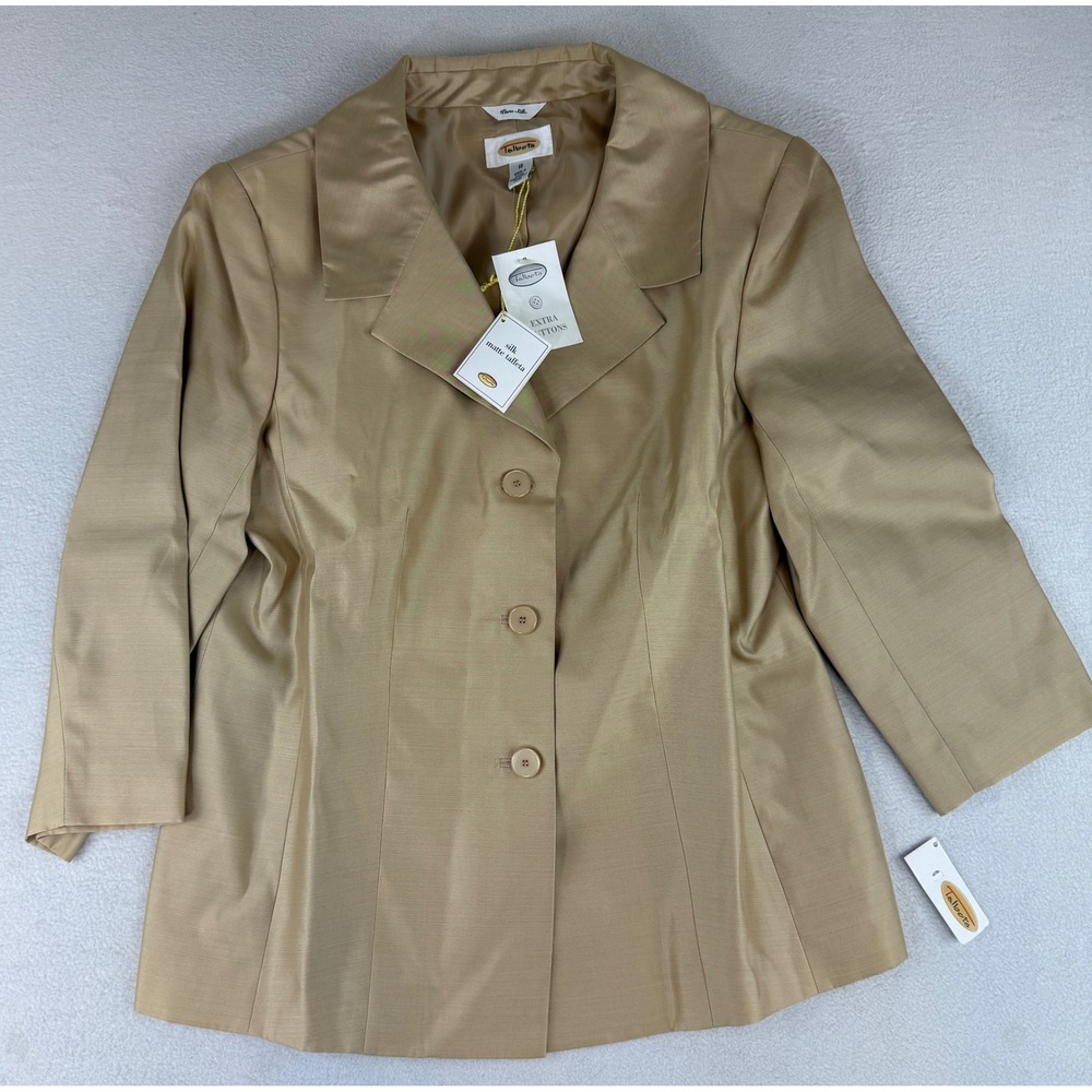 Talbots‎ Blazer Women 10 Gold Silk Matte Taffeta 3-Button Notched Lapel NWT